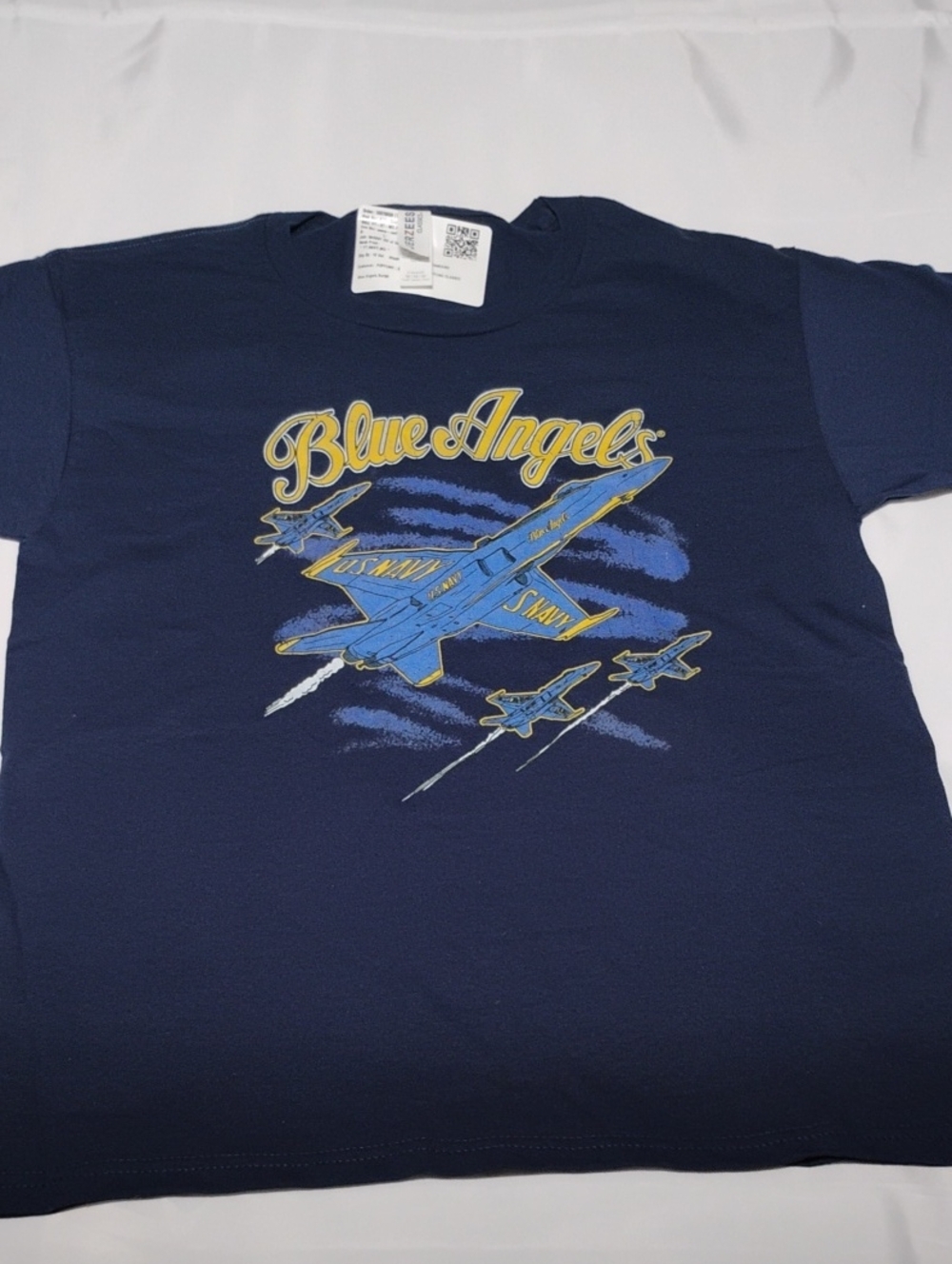Jerzees Navy Blue Angels Graphic Tee with Yellow Accents